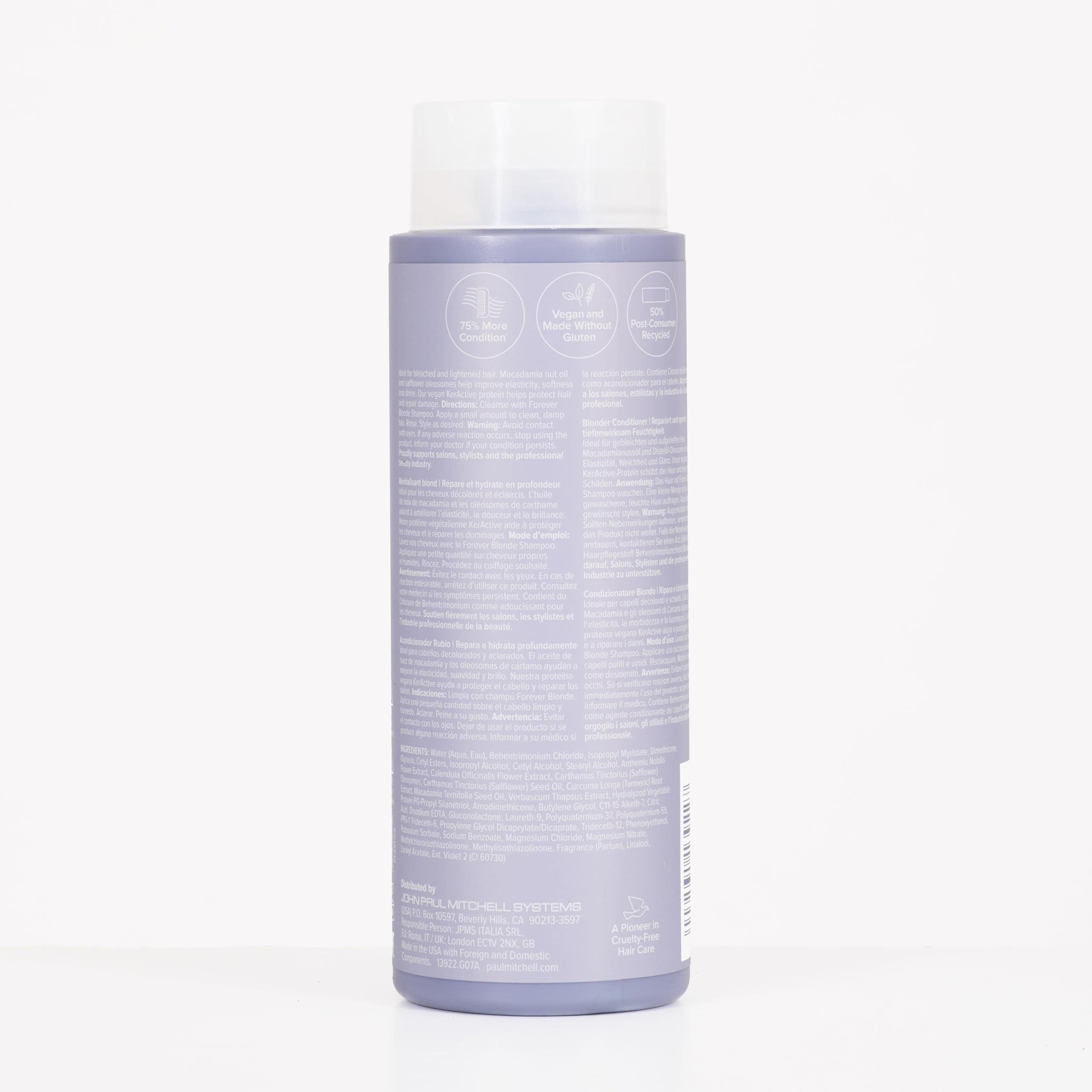 Nourishing blend of macadamia oil and safflower oleosomes in Forever Blonde conditioner