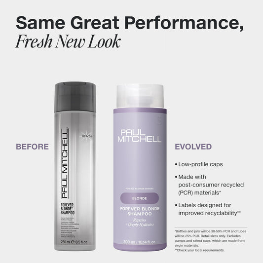 Paul Mitchell Forever Blonde Shampoo creates a gentle lather for lightened hair during cleansing