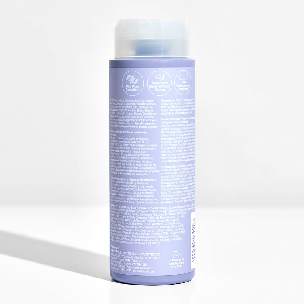 Paul Mitchell Forever Blonde Shampoo bottle with recyclable packaging label