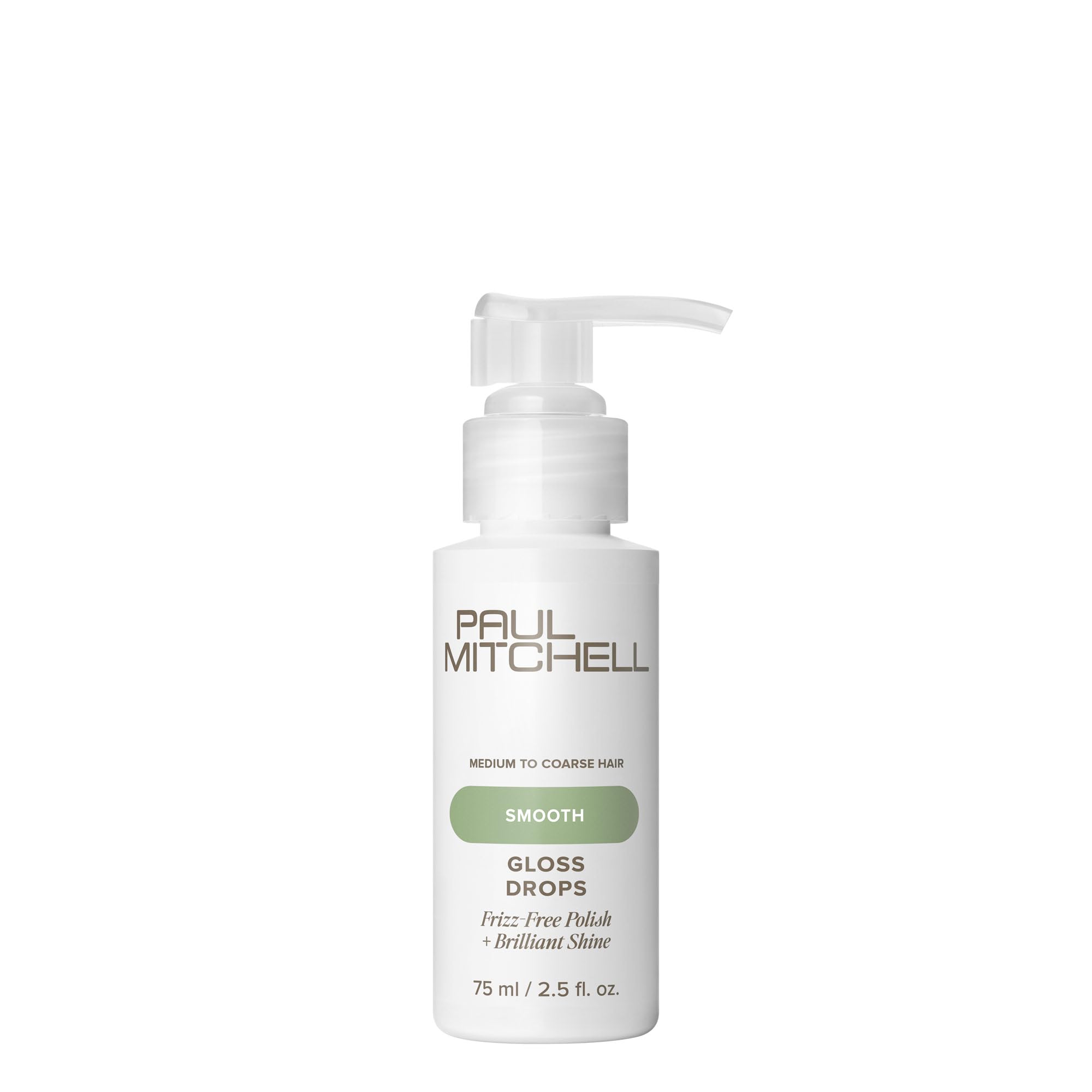 Paul Mitchell Gloss Drops bottle front showing sleek shine for glossy results