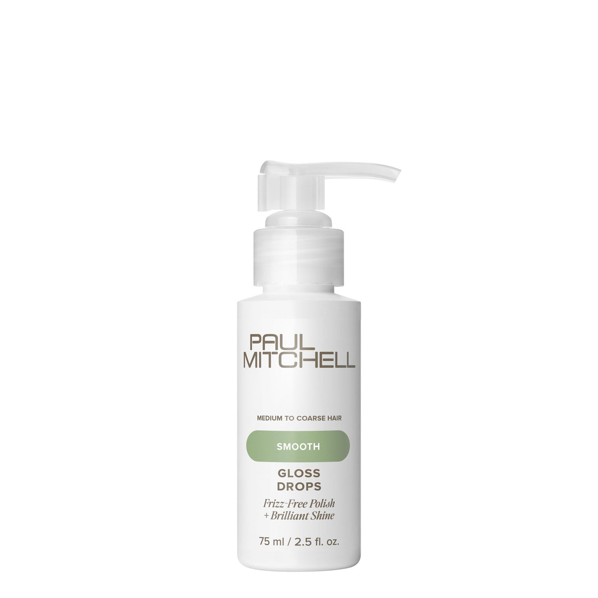 Paul Mitchell Gloss Drops bottle front showing sleek shine for glossy results