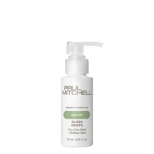 Paul Mitchell Gloss Drops bottle front showing sleek shine for glossy results
