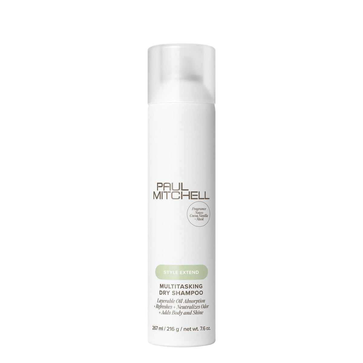 Paul Mitchell Multitasking Dry Shampoo bottle application shows quick refresh between washes.