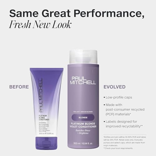 Paul Mitchell Platinum Blonde Purple Shampoo bottle showing violet-tinted color care.