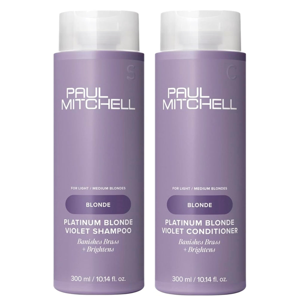 Paul Mitchell Platinum Blonde Shampoo bottle pour cools brassiness with violet tint