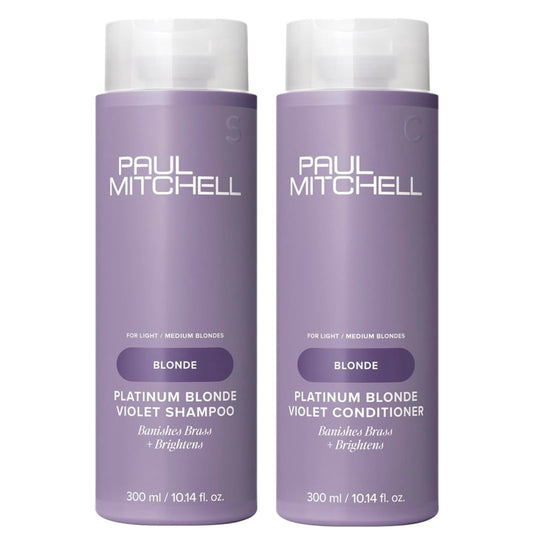 Paul Mitchell Platinum Blonde Shampoo bottle pour cools brassiness with violet tint