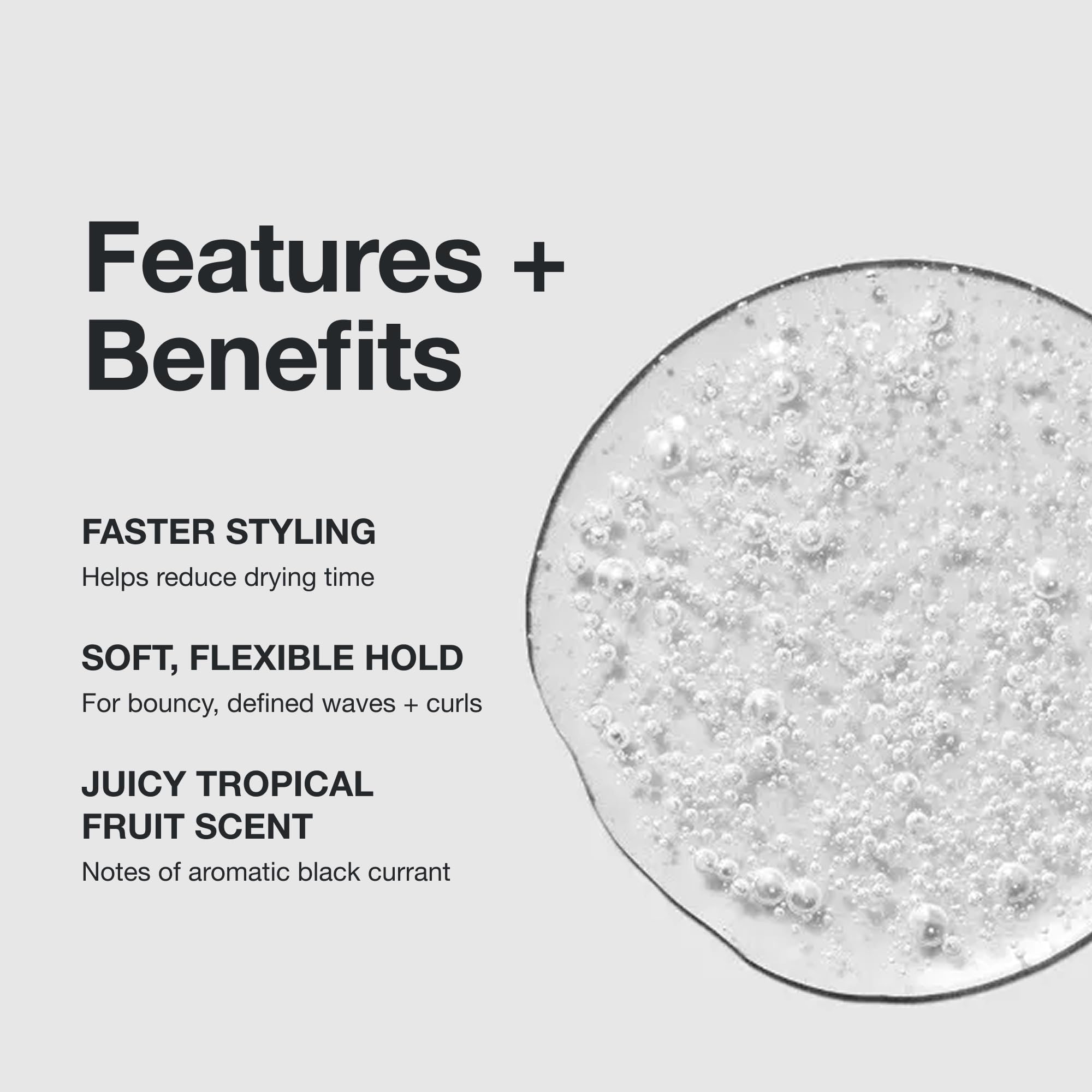 Close pour of Round Trip serum showing lightweight texture for quick styling