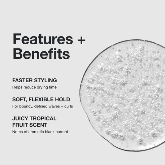 Close pour of Round Trip serum showing lightweight texture for quick styling