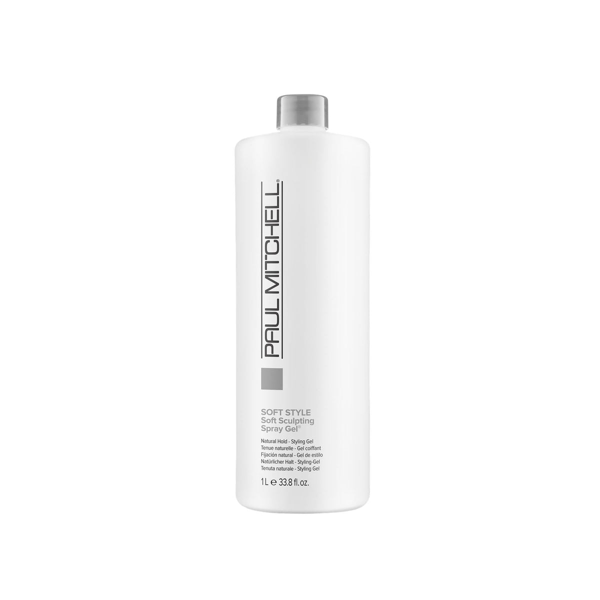 Paul Mitchell Soft Sculpting Spray Gel bottle for natural hold with high shine.