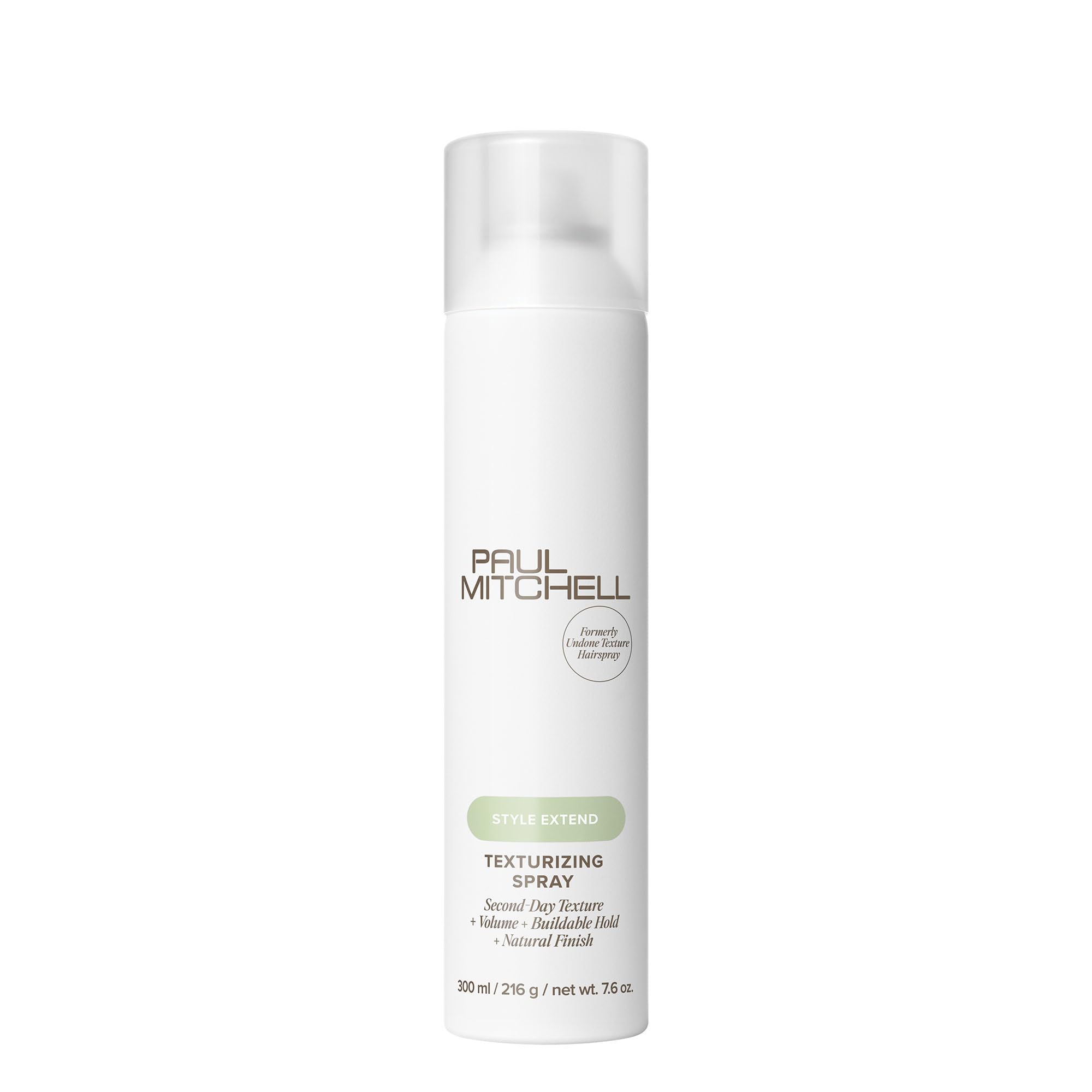 Paul Mitchell Texturizing Spray bottle shows lightweight texture and flexible hold.