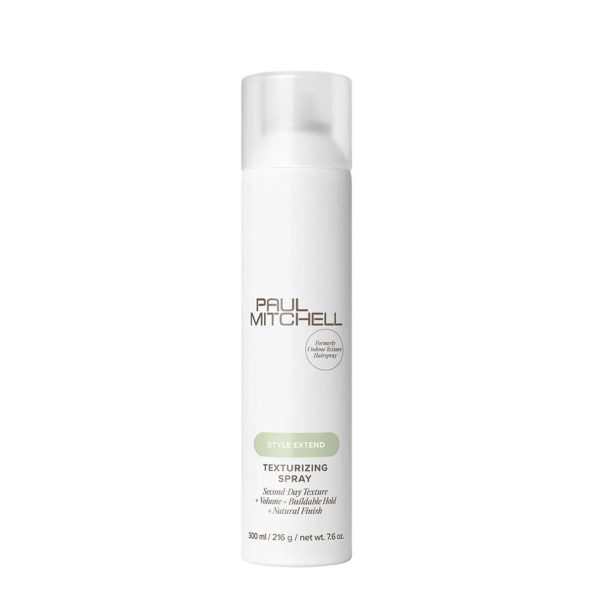 Paul Mitchell Texturizing Spray bottle shows lightweight texture and flexible hold.