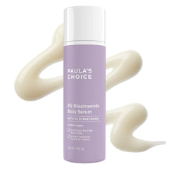 Paula's Choice 5% Niacinamide Body Treatment bottle front, fragrance-free formula for even skin tone.