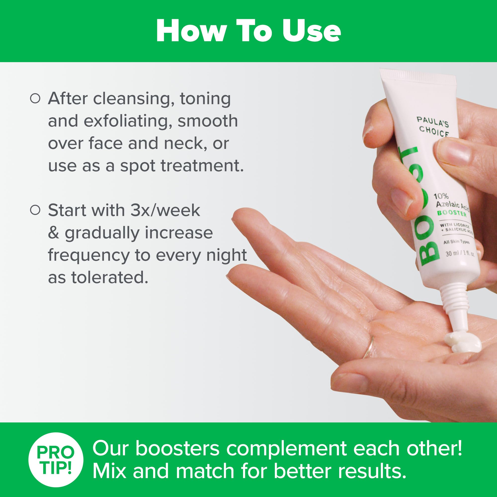 Applying Paula's Choice Boost booster to the face for targeted treatment