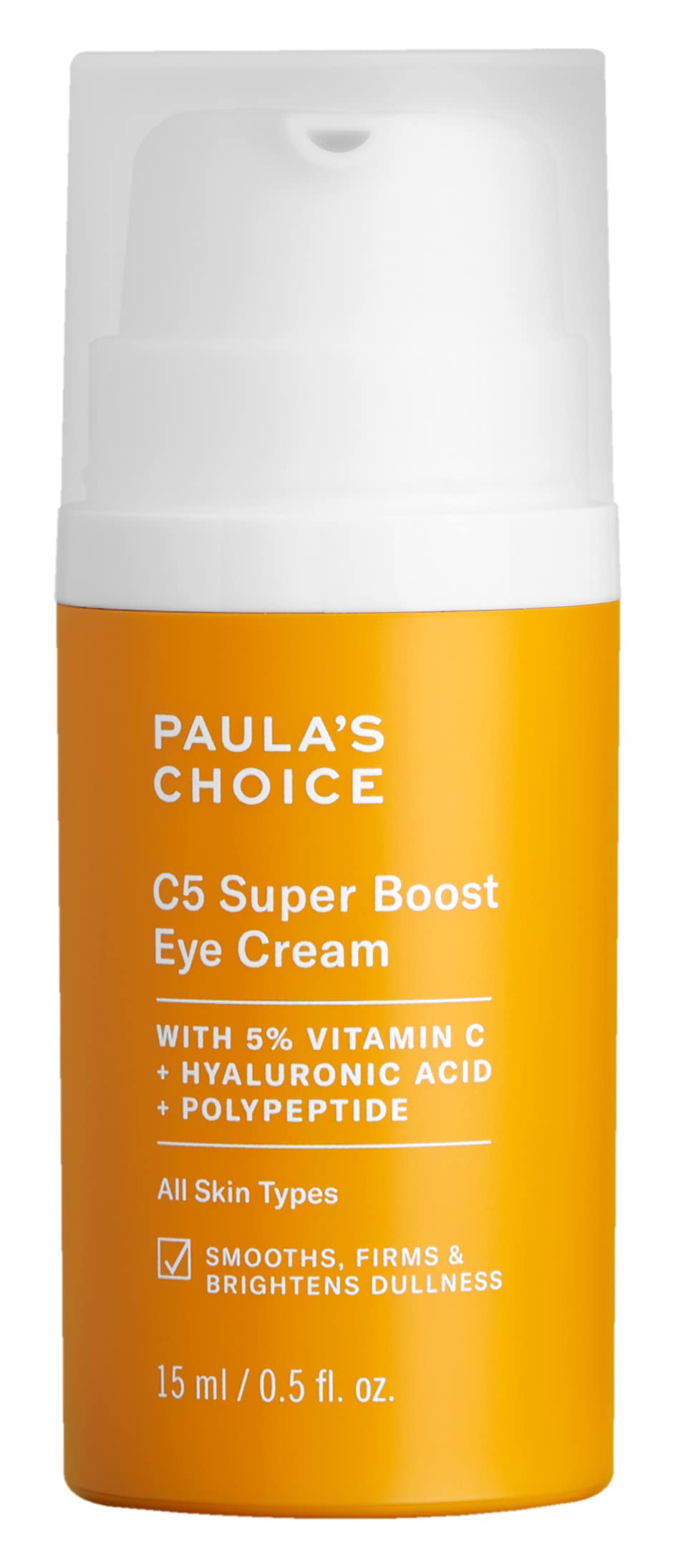 Paula's Choice C5 Super Boost Eye Cream packaging highlights air-tight design preserving potency.