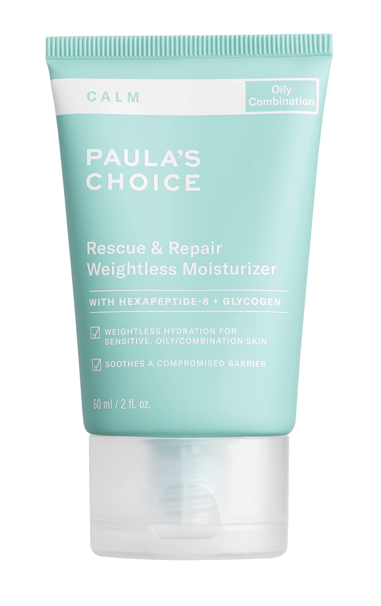 Paula's Choice CALM Intensive Moisturizer bottle close-up, fragrance-free for sensitive skin.