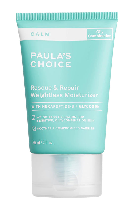 Paula's Choice CALM Intensive Moisturizer bottle close-up, fragrance-free for sensitive skin.