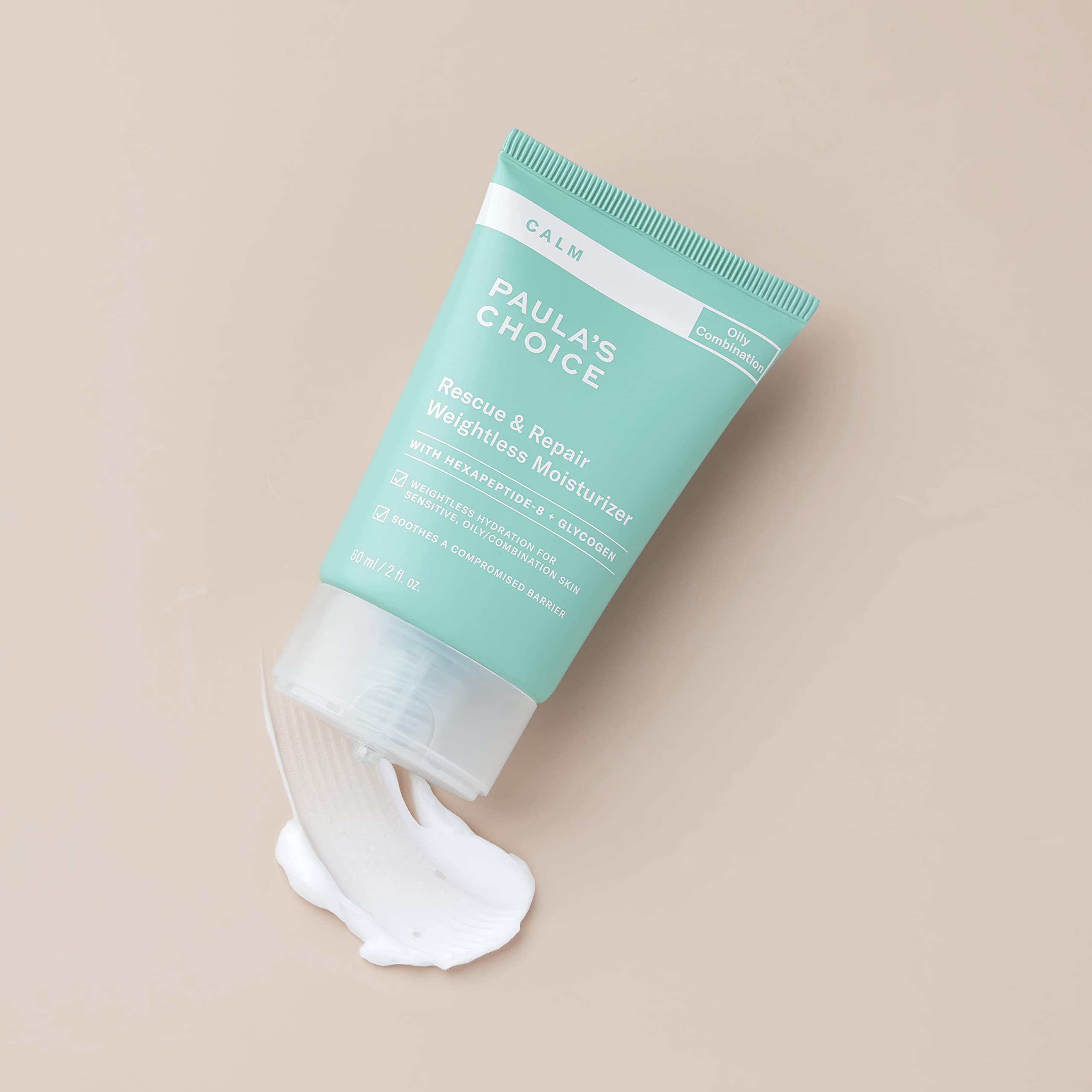 Product box and bottle display calming skincare benefits for irritated skin.