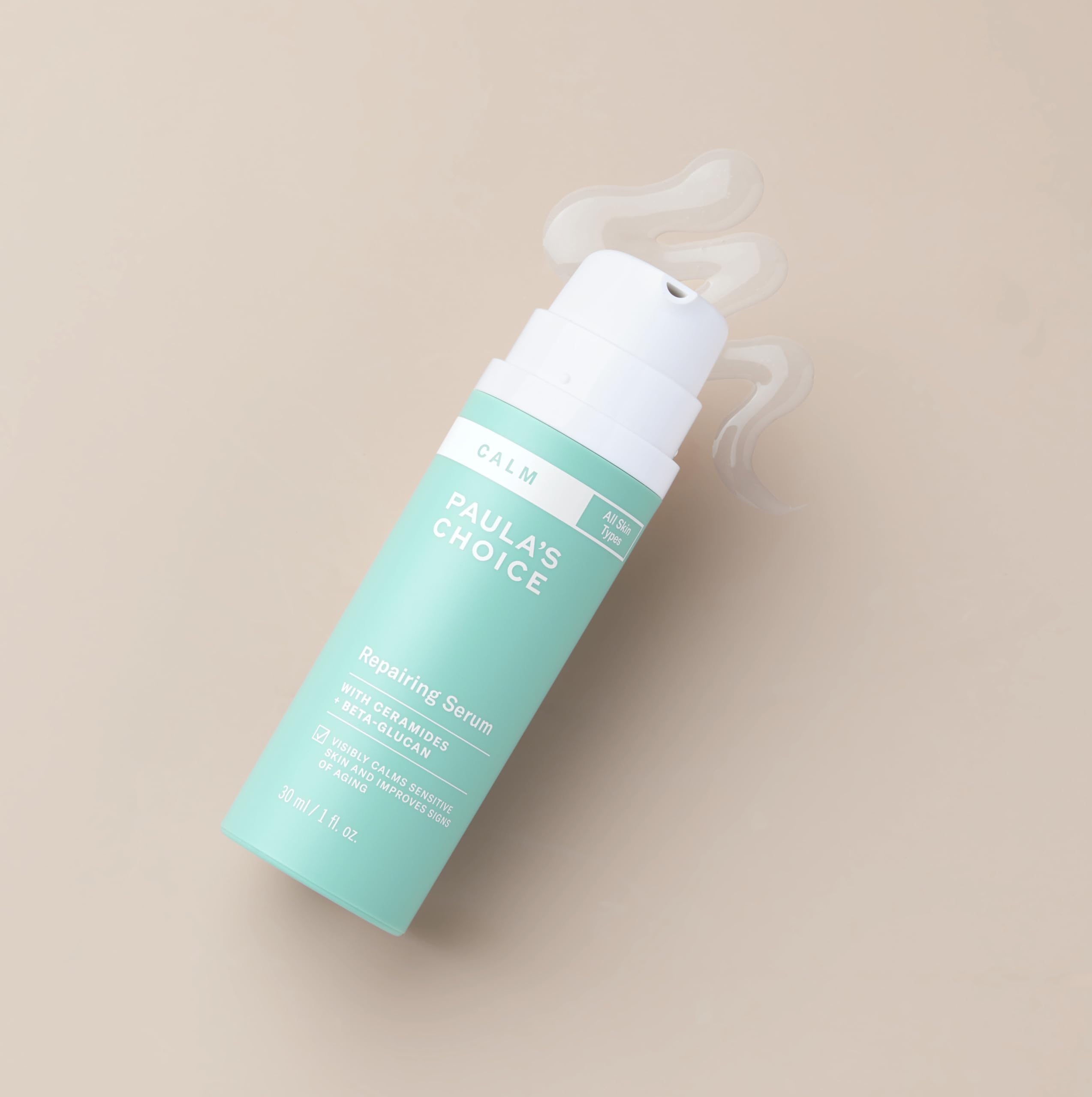 Hyaluronic acid glow from Calm Serum applied to the skin.