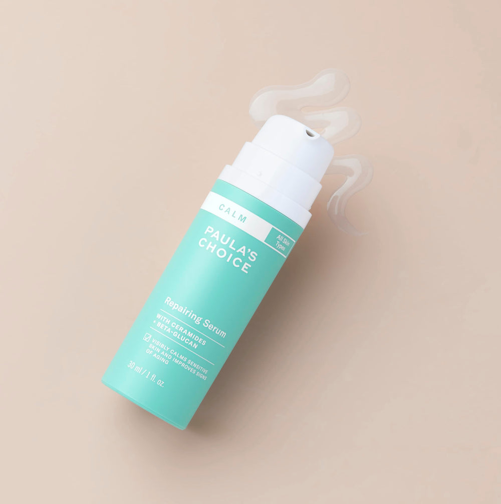 Hyaluronic acid glow from Calm Serum applied to the skin.