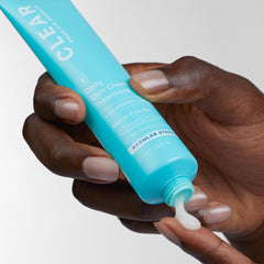 Paula's Choice CLEAR cream packaging close-up highlights fragrance-free formula.