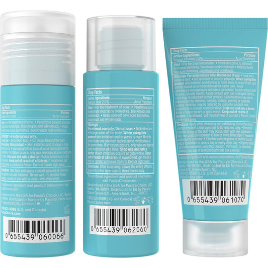 Paula's Choice CLEAR travel kit cleanser demonstrates a gentle, fragrance-free formula.