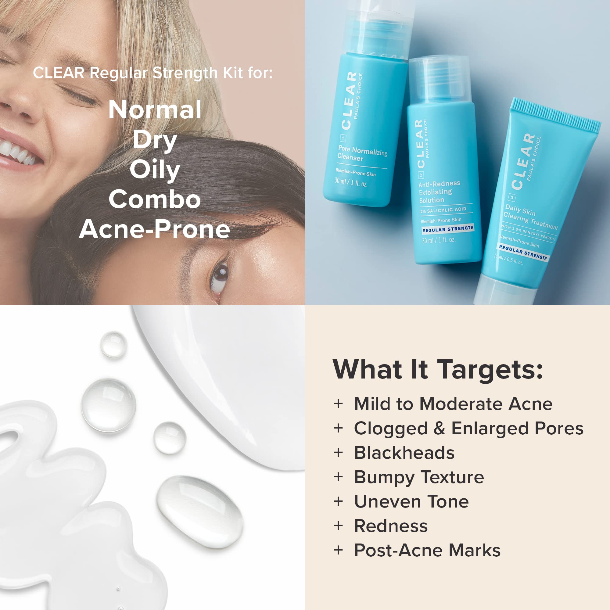 Morning routine shot from the Paula's Choice travel kit demonstrates steps.