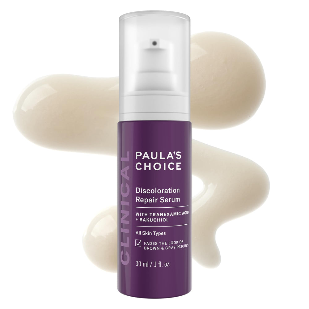 Paula's Choice Clinical Discoloration Serum bottle front shot targets stubborn dark spots