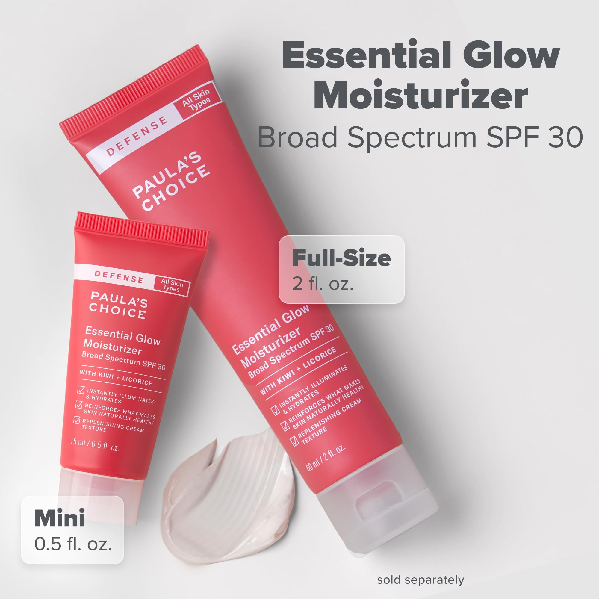 Paula's Choice Defense Essential Glow cream on skin shows smooth, natural finish