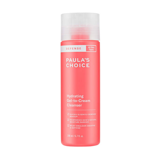 Paula's Choice Defense hydrating cleanser bottle for gentle cleansing and makeup removal