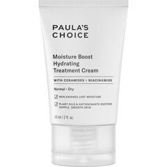 Paula's Choice Moisture Boost Hydrating Treatment Cream jar closeup showing rich moisture for dry skin.