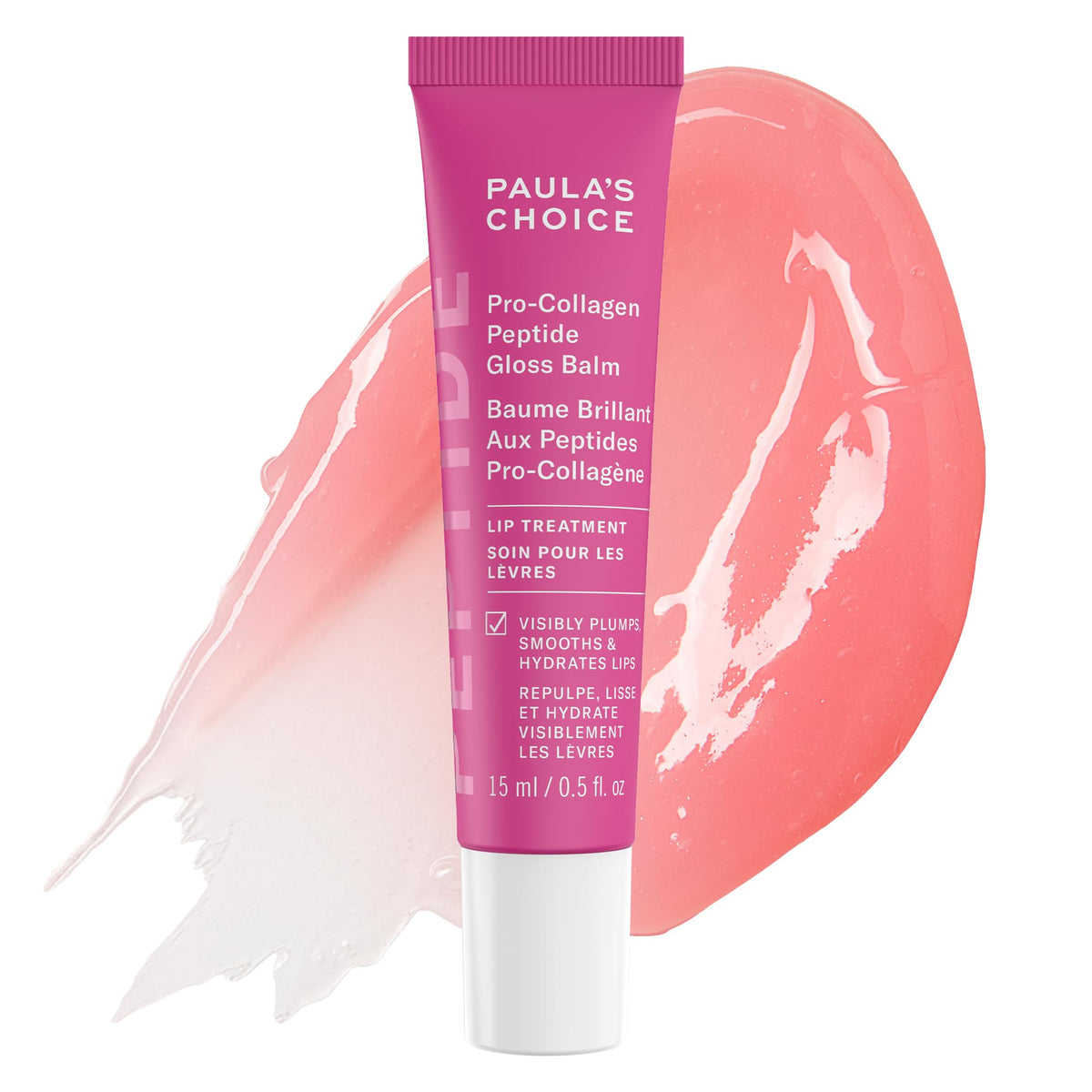 Paula's Choice Pro-Collagen Peptide Gloss Lip Balm tube, smooth application and instant hydration