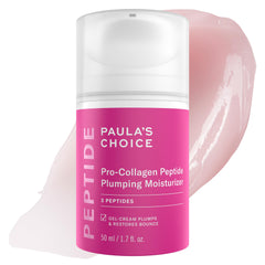 Paula's Choice Pro-Collagen Peptide Moisturizer jar close-up, fragrance-free and hydrating for lasting plumpness.