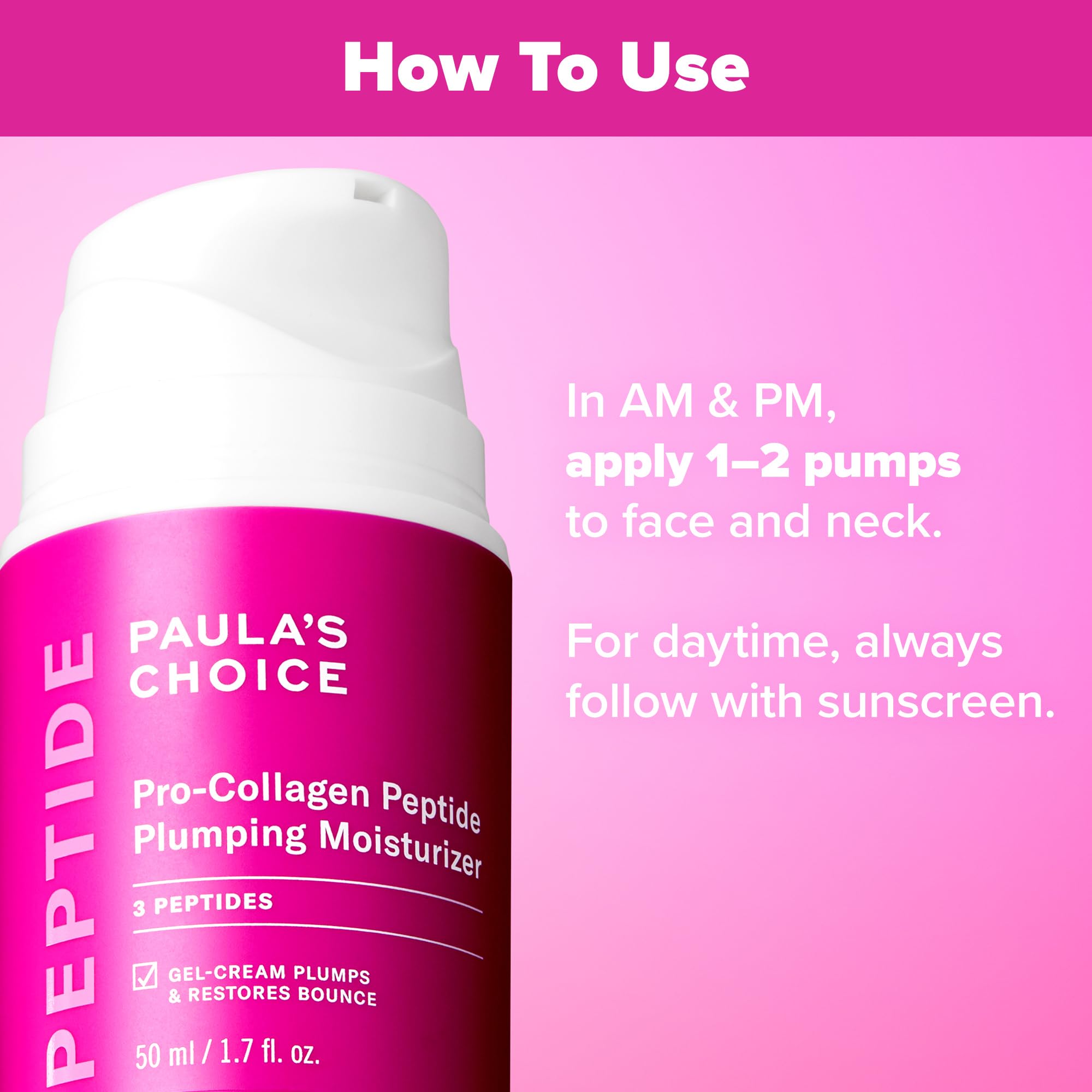 Pump close-up highlighting satiny finish ideal under sunscreen or foundation.