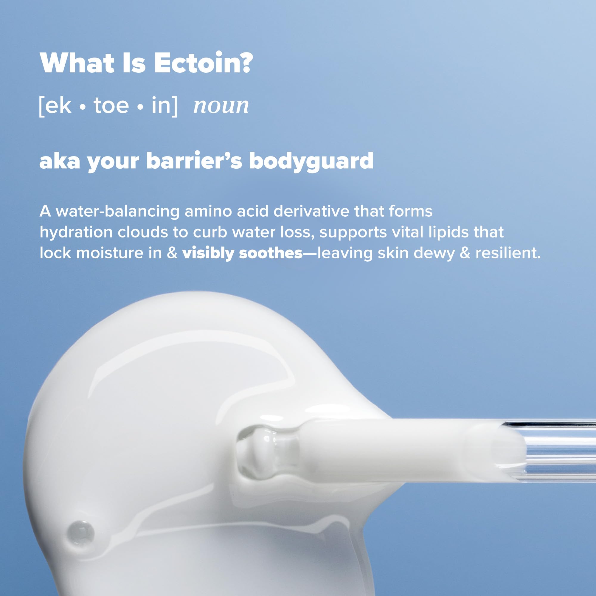 Close-up of the dropper releasing serum designed for sensitive skin care.