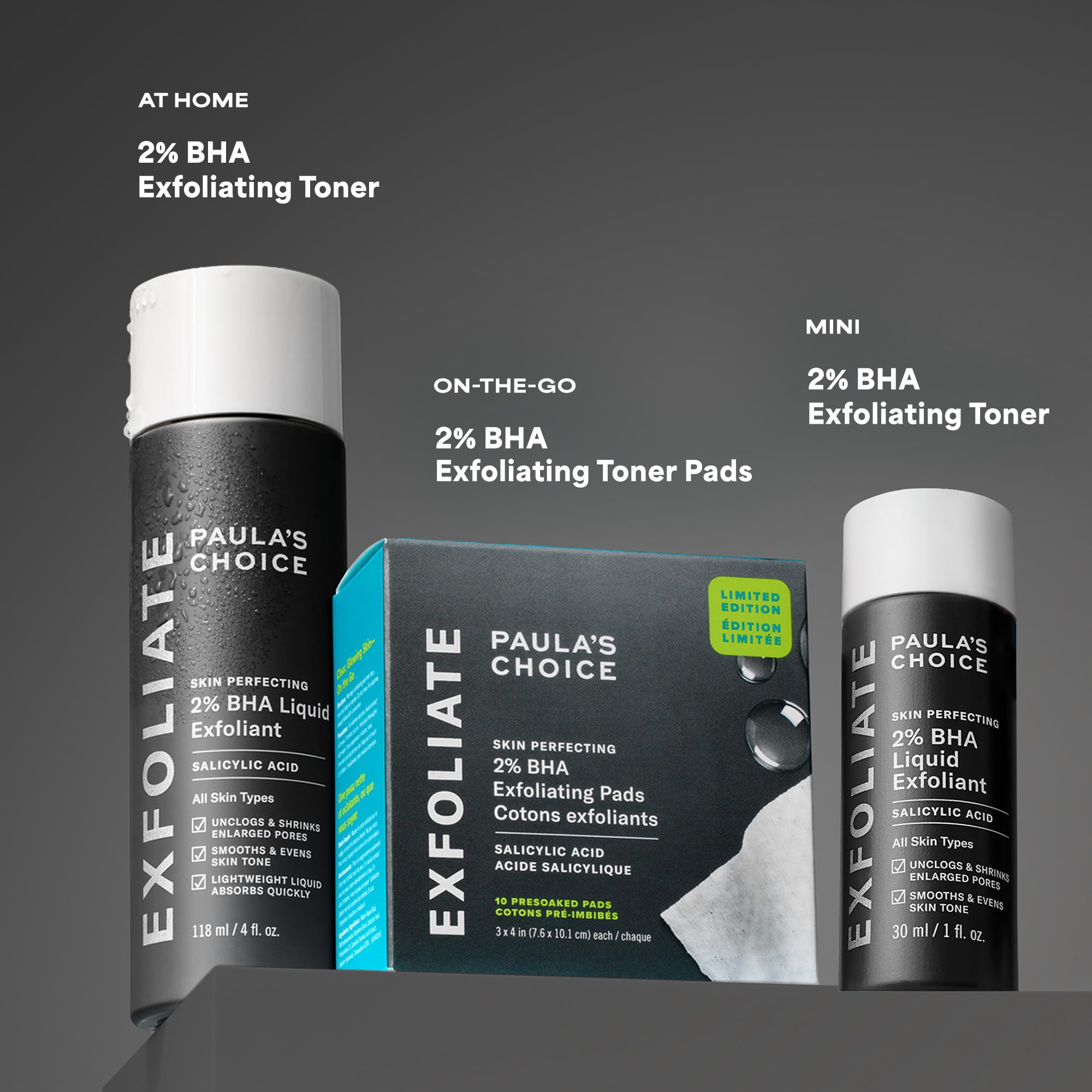 Paula's Choice Skin Perfecting 2% BHA Pads in gym bag for quick touch-ups.