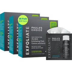 Paula's Choice Skin Perfecting 2% BHA Pads packaging highlights travel-friendly format.