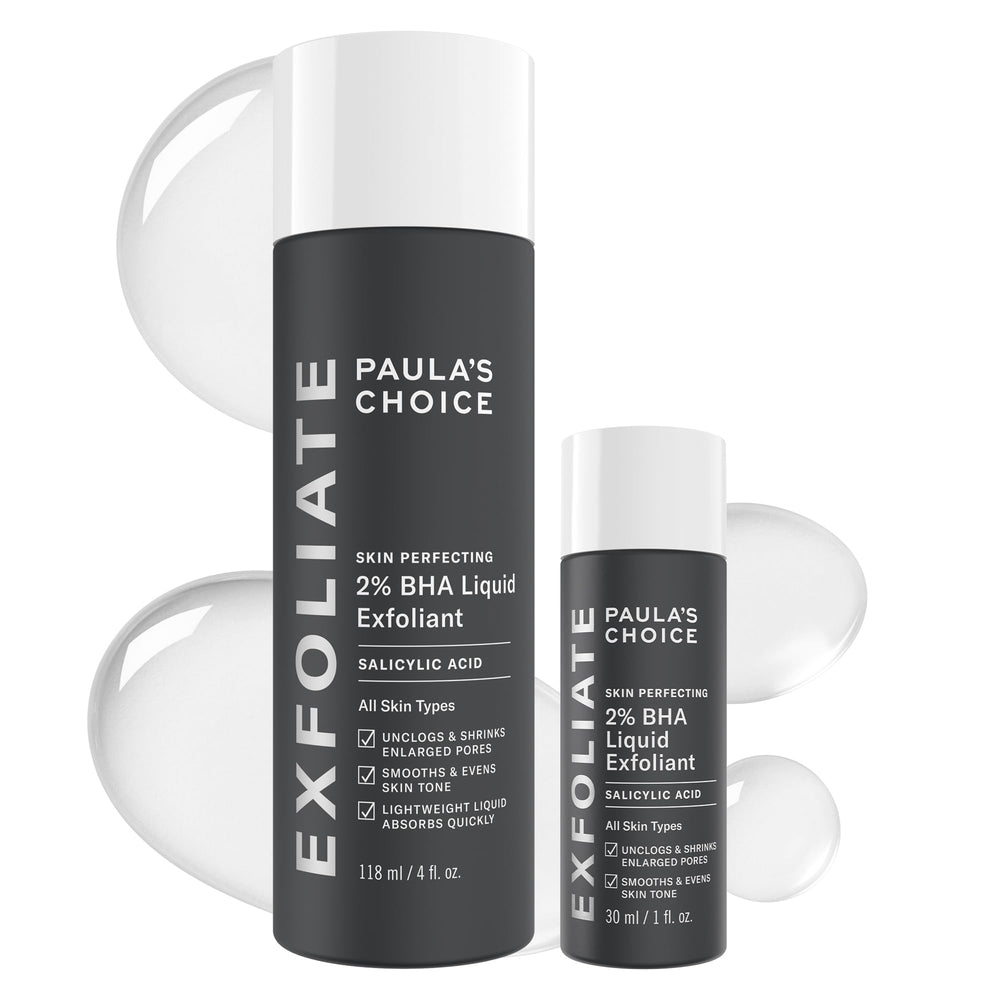 Paula's Choice SKIN PERFECTING Exfoliant duo bottles for daily pore care on the go