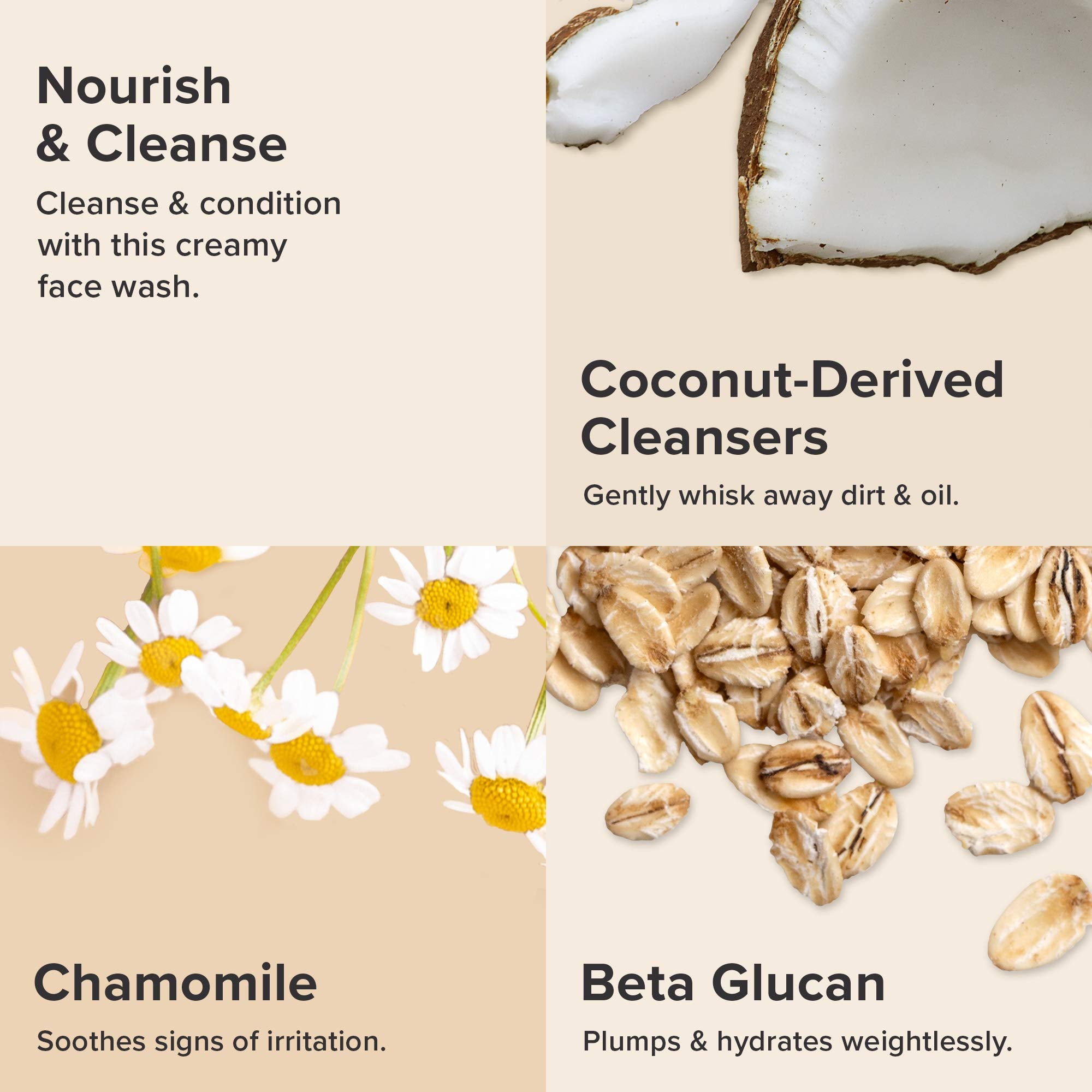 Close-up of the cleanser texture showing rich, creamy lather for sensitive skin.