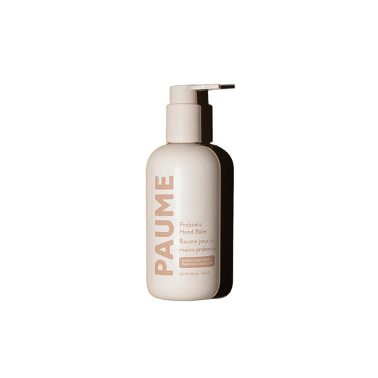 PAUME Probiotic Hand Balm jar close-up; non-greasy, fast-absorbing hydration