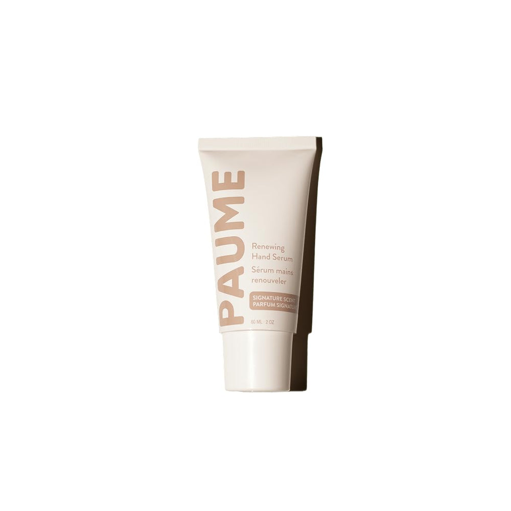 PAUME Renewing Hand Serum packaging close-up highlighting deep hydration.