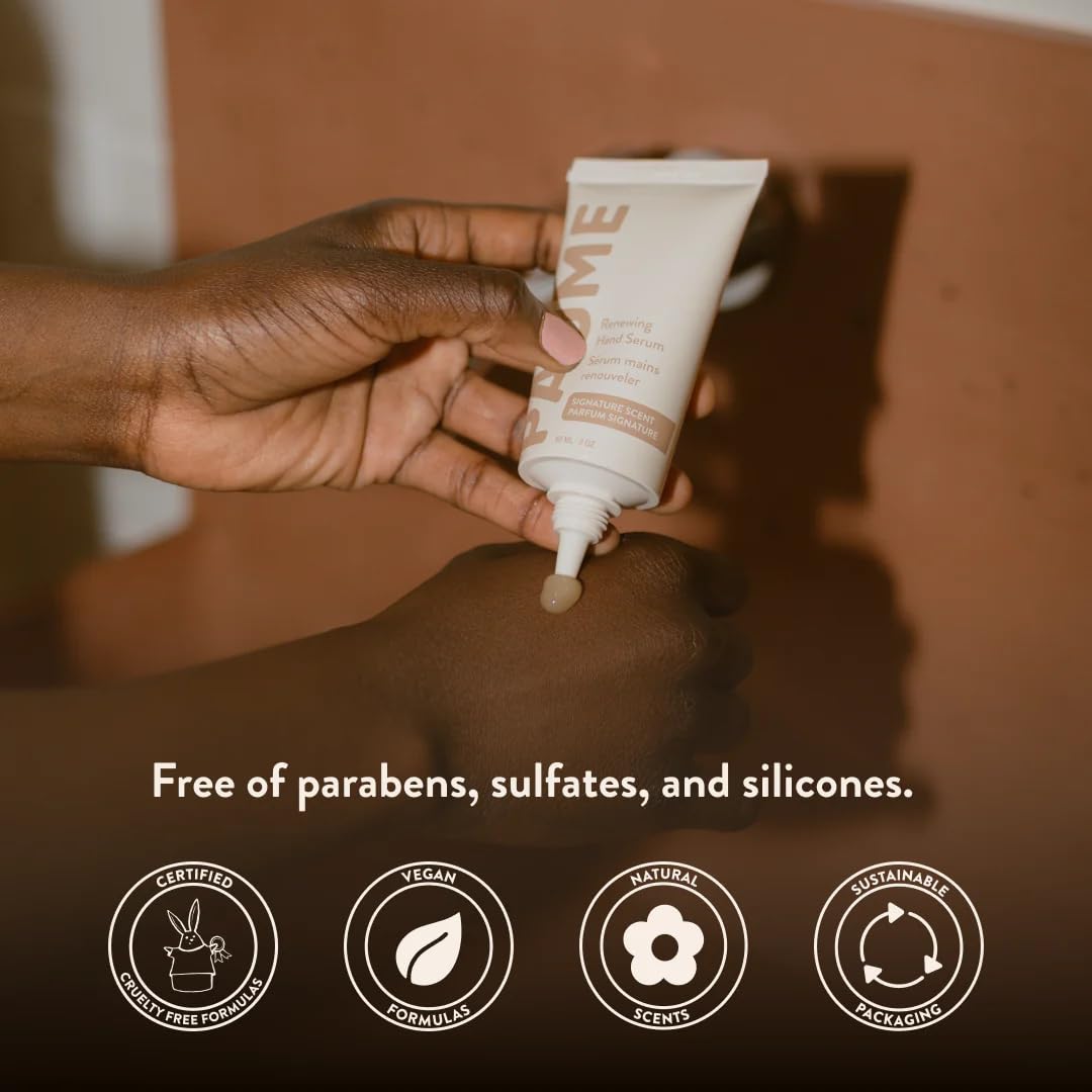 PAUME Renewing Hand Serum bottle and scent cues evoke citrus and herbs.