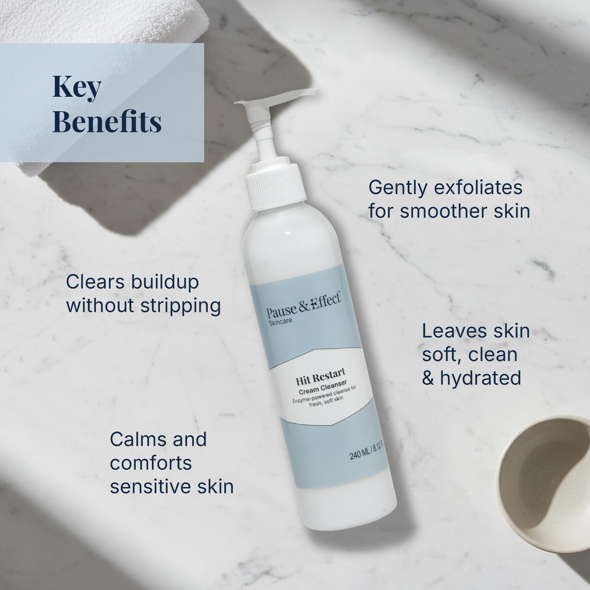 Pause & Effect Gentle Enzyme Cleanser light foam texture for dry skin