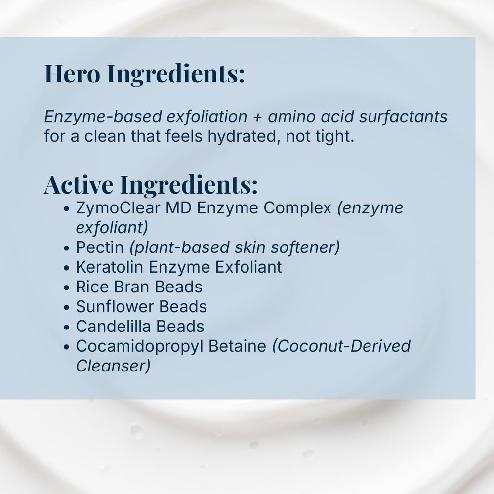Pause & Effect Gentle Enzyme Cleanser with green tea ingredients emphasized