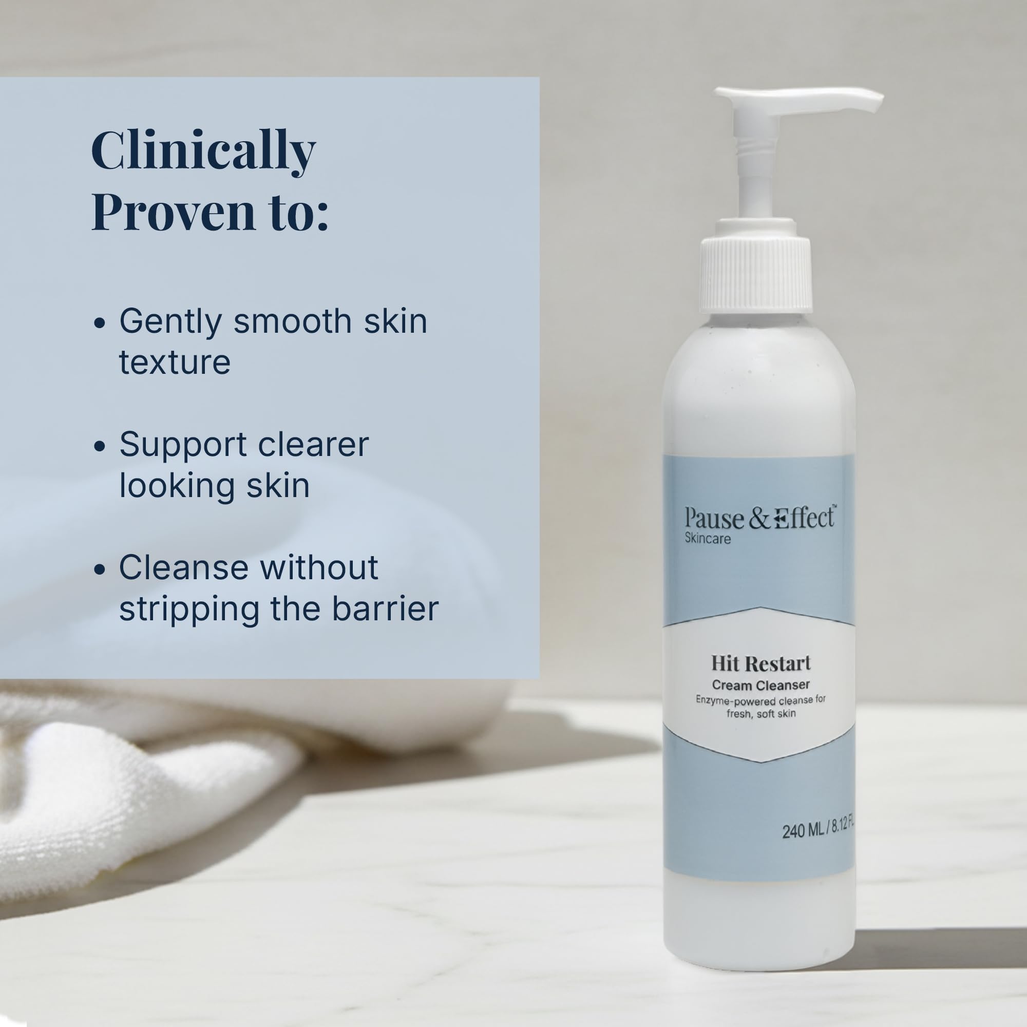 Pause & Effect Gentle Enzyme Cleanser label closeup highlighting green tea antioxidants