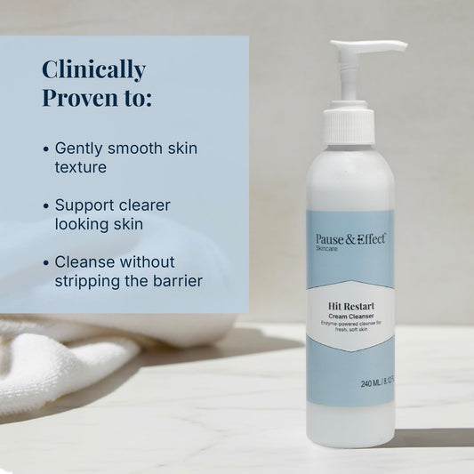 Pause & Effect Gentle Enzyme Cleanser label closeup highlighting green tea antioxidants