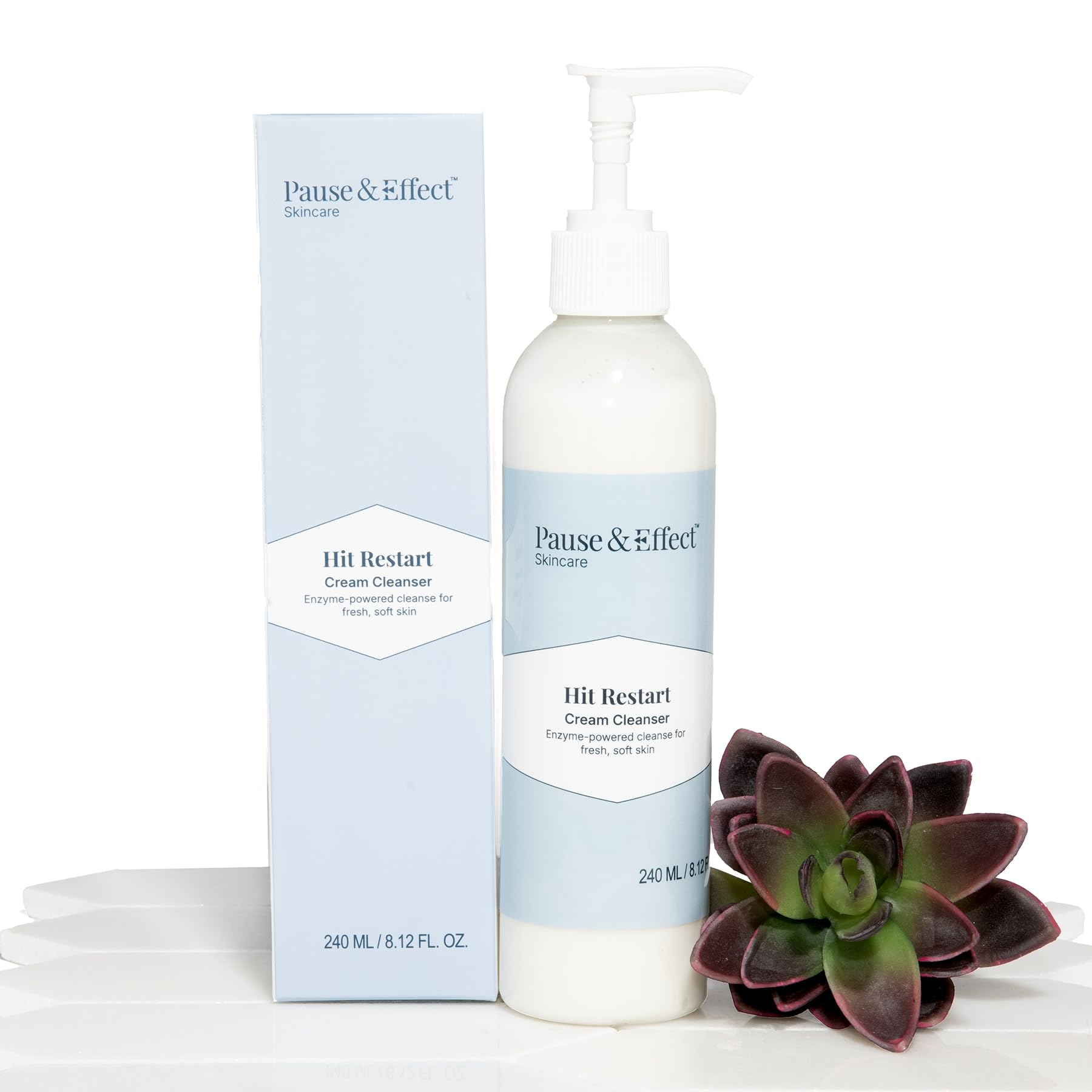 Pause & Effect Gentle Enzyme Cleanser USA-made, women-owned branding cue