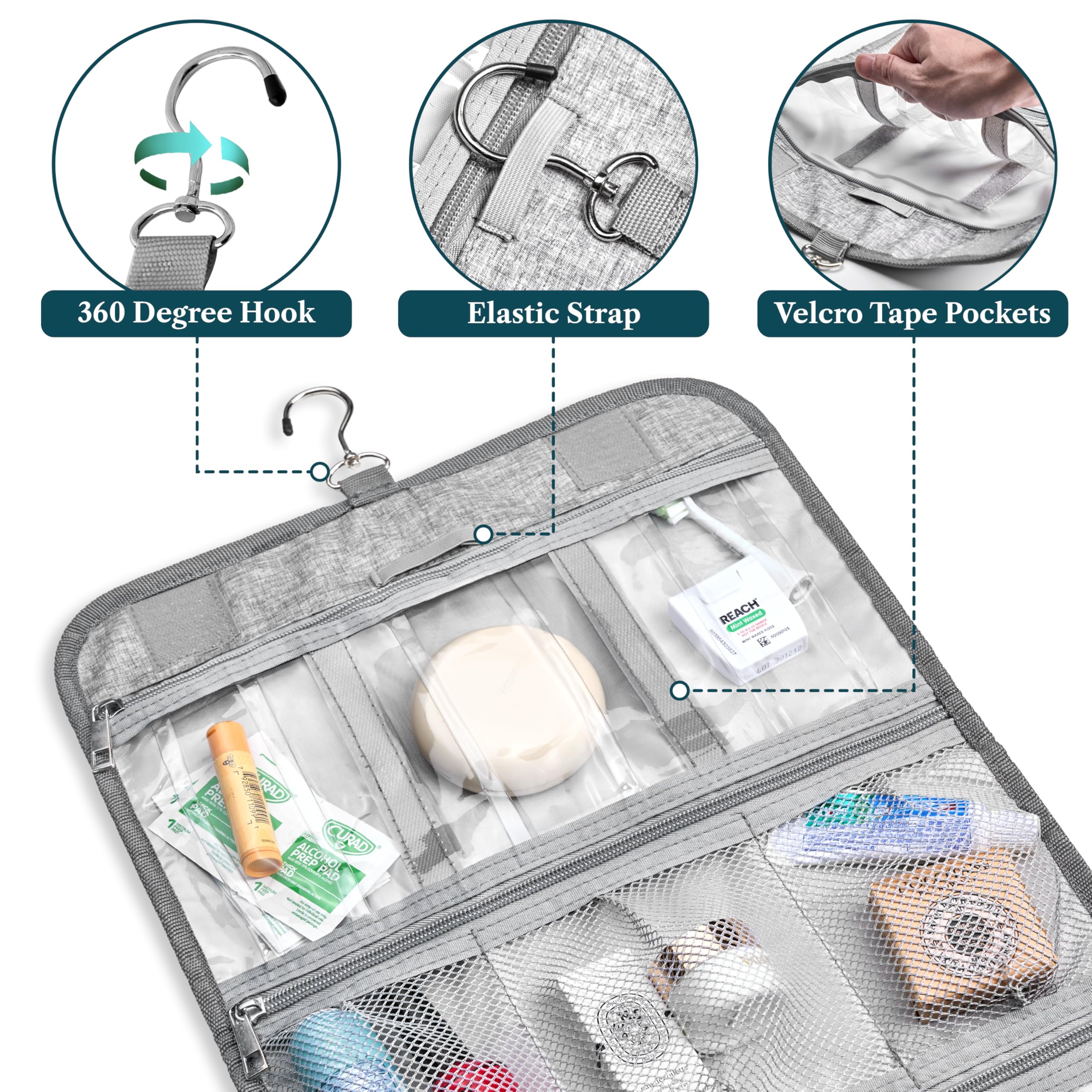 PAVILIA front pocket organizer keeps small items within reach.
