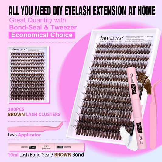Pawotence brown cluster lashes 9-16mm versatile volume look options
