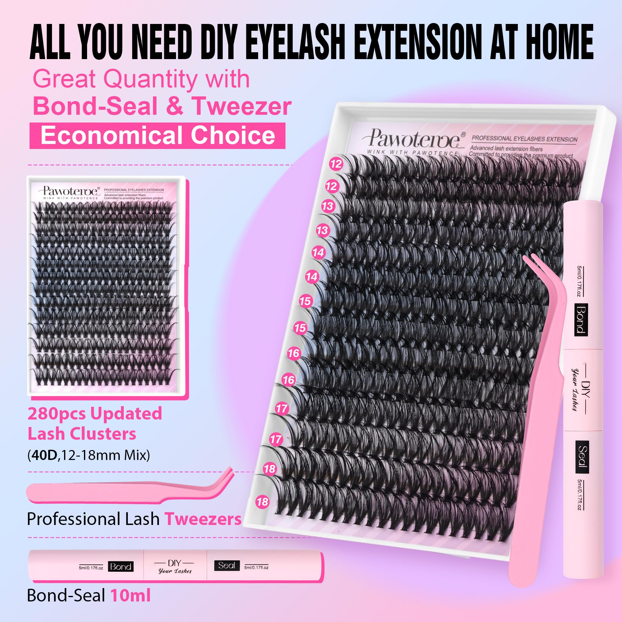 Pawotence cluster lashes with soft fibers for natural-looking volume.