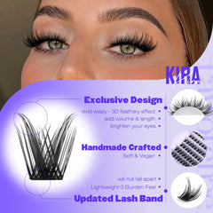 Pawotence Kira lash clusters kit 18mm delivers dramatic length and flare.